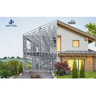 ประตูเลื่อน Prefab Steel Frame Structure House Kits วิลล่าพร้อมหน้าต่างสแตนเลสอลูมิเนียม