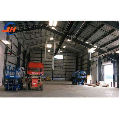 บริการแปรรูปปั่นเหล็ก Prefab โกดังโลหะที่มีสแตนเลสเบา Q345 Q235 กรอบหลัก