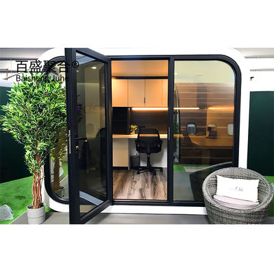 บ้านแคปซูลอวกาศแบบพกพาแบบสแตนเลสโมเดิร์น พร้อมครัว บ้านบรรจุภัณฑ์ Prefab 40ft
