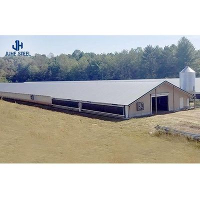 Hot Dip Galvanised Steel Structure for Broiler Poultry Chicken House การก่อสร้าง