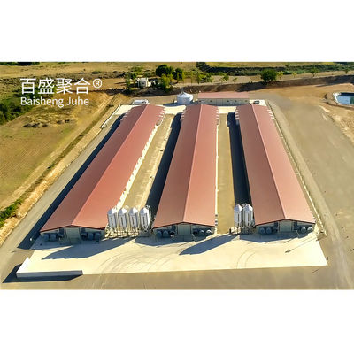 ISO9001 2008/CE/BV การรับรองกรอบเหล็ก โรงเลี้ยงไก่สําหรับโรงเลี้ยงไก่ข้างเปิด