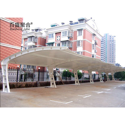 PVDF PTFE ผ้าผนังยืด รางเหล็กขนาดใหญ่ ผ้าม่านอัตโนมัติสําหรับ 3 คัน ที่จอดรถ