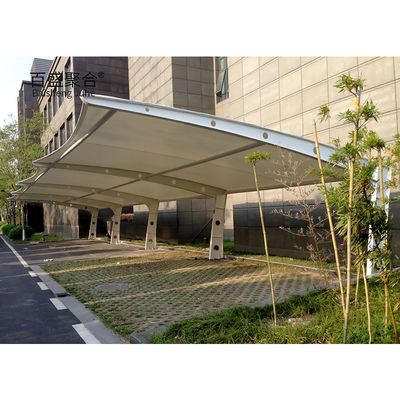 กันหิมะ Single Cantilever Carport โครงงานโลหะ Canopy กับผ้าผ้า Membrane