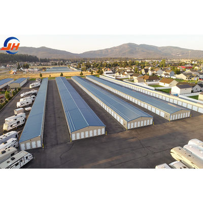 โครงสร้างสแตนเลสประตูเลื่อน โกดังสําหรับการออกแบบโครงสร้างกรอบ Prefab ประหยัด